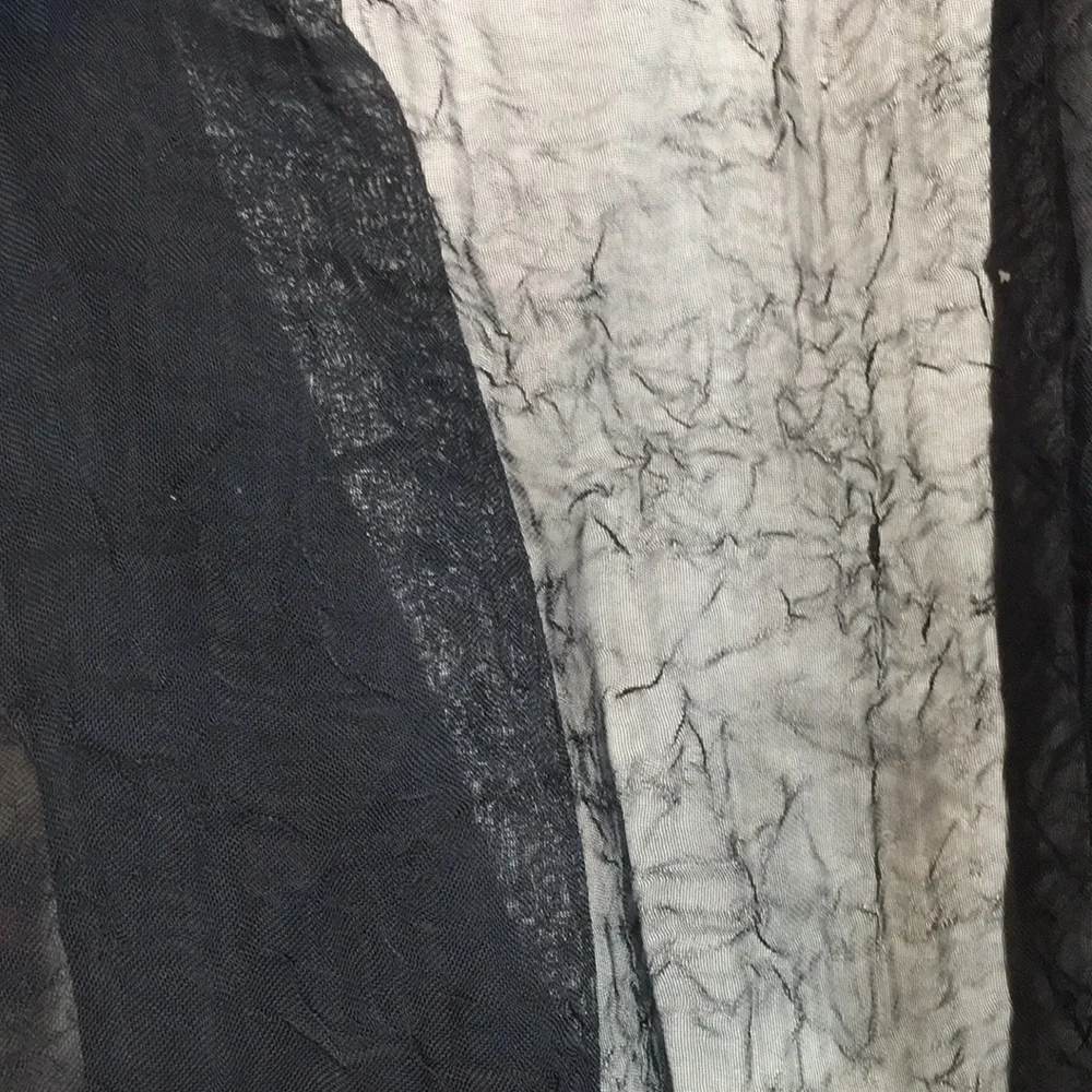 Pair 51x84 Black Crinkle Sheer Voile Curtain panel